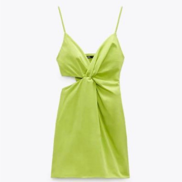 Zara Dresses & Skirts - Zara Asymmetrical Lime Dress